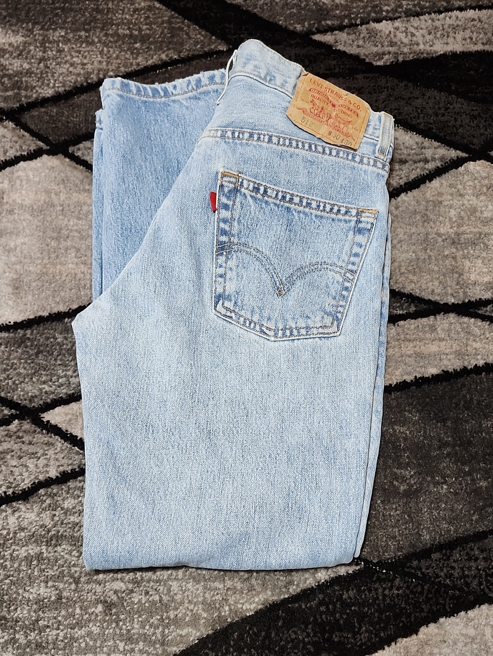 VINTAGE LEVIS 512 EMBROIDERED LIGHT WASH TAPERED-LEG SLIM-FIT COTTON DENIM JEAN
